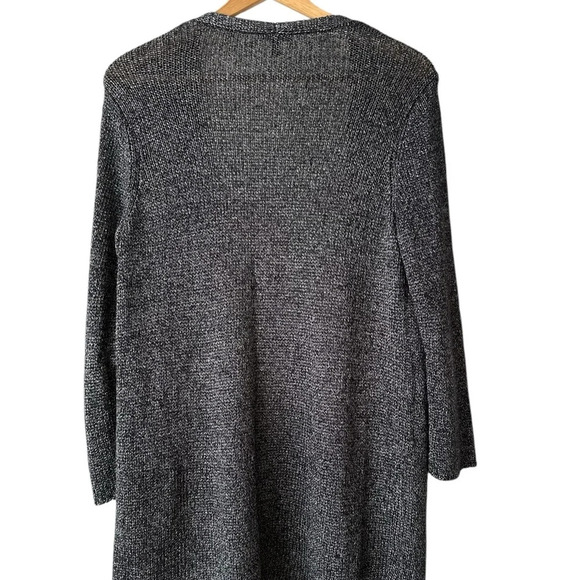 EILEEN FISHER Platinum Gray Linen Blend Shimmer Long Cardigan - Picture 9 of 16